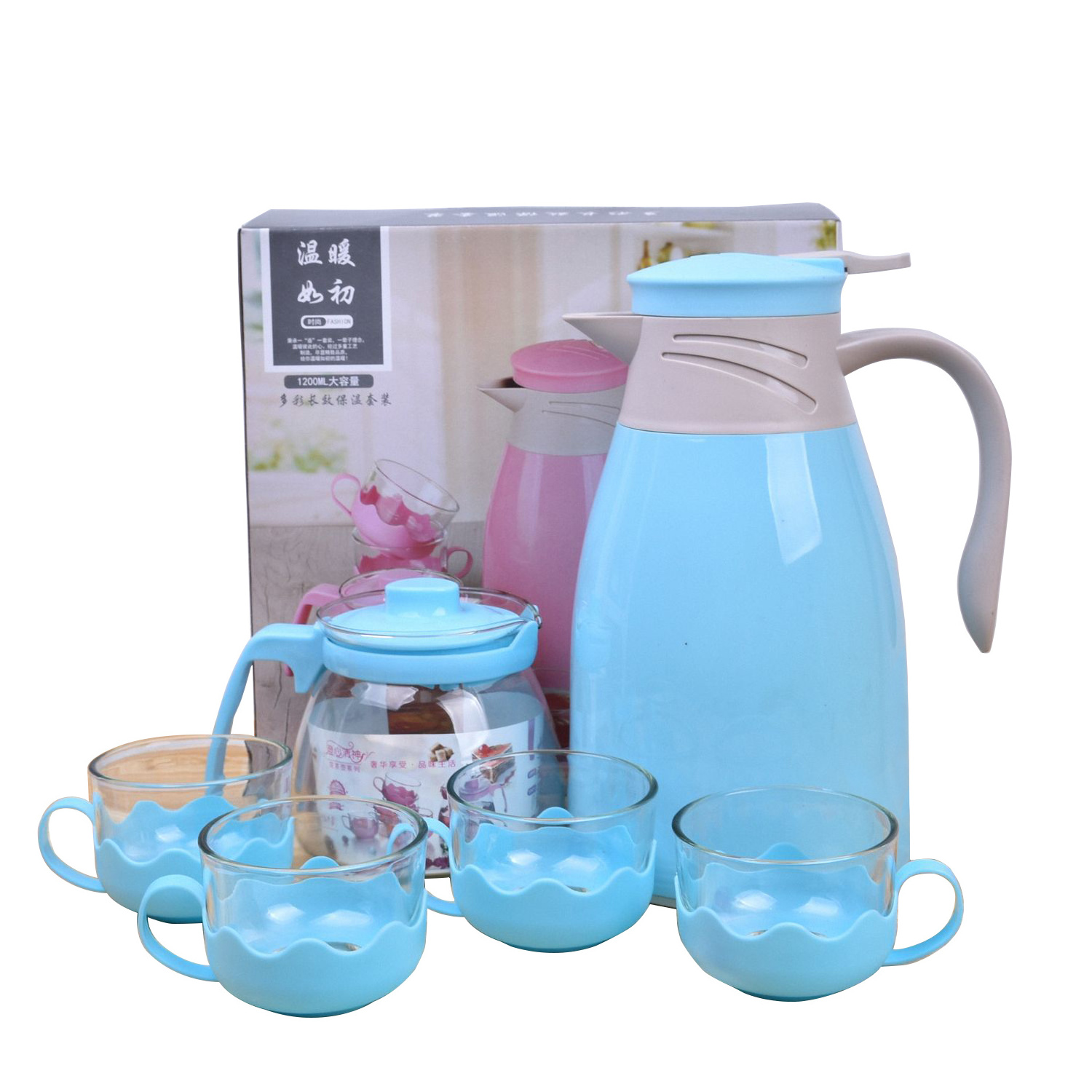 Household cheap under $3 $4 tea pot set plastic water pot set afternoon tea coffee pot