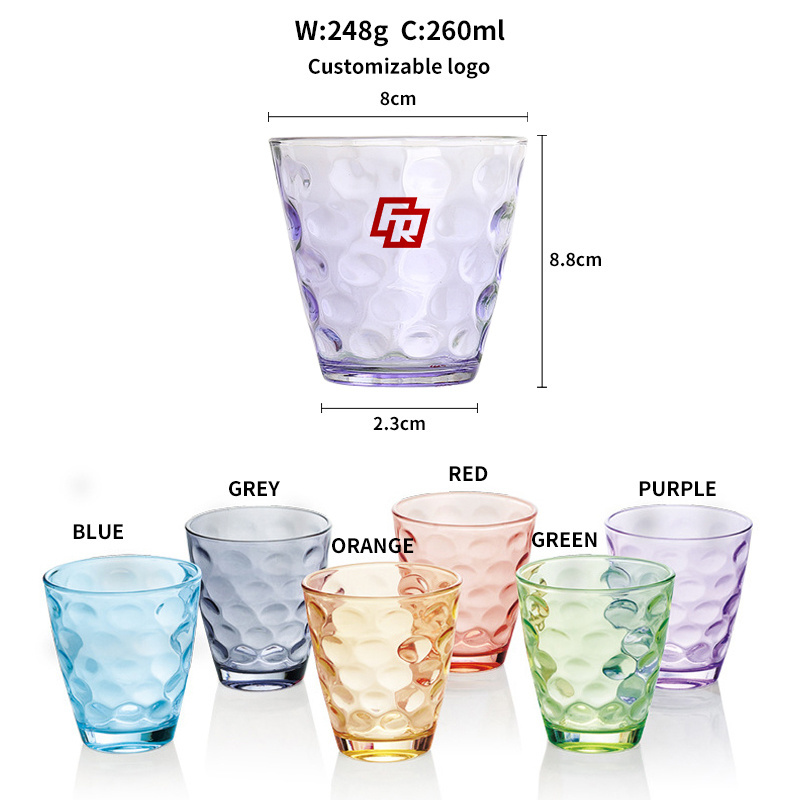 Wholesale colored glass water cup set gift box 6 pcs drinking cups under $1