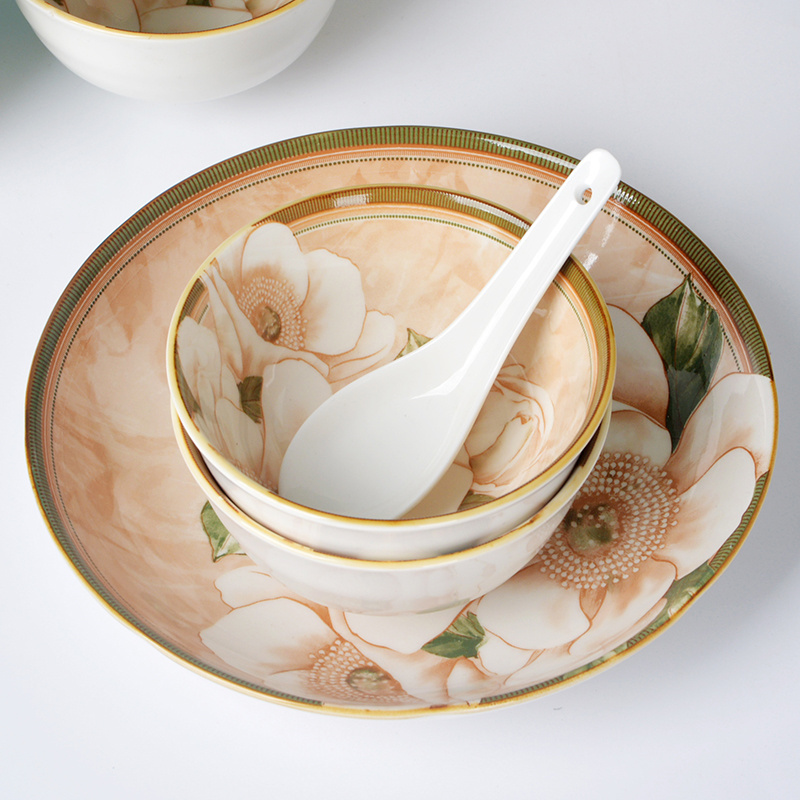 hot selling 4 bowls 4 spoon 4 chopsticks 4 plate noodle bowl luxury plates sets dinnerware ceramics plates dinnerware