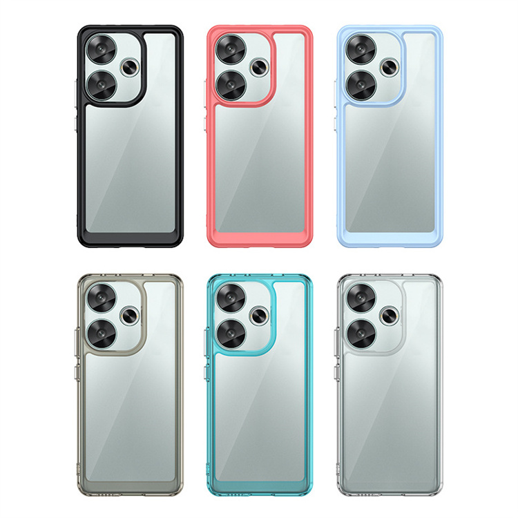 Hard Clear Case For  Xiaomi Redmi Turbo 3/Poco F6/Poco F6 Pro Space acrylic Crystal Metal Button Soft TPU Shockproof phone case