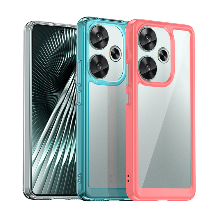 Hard Clear Case For  Xiaomi Redmi Turbo 3/Poco F6/Poco F6 Pro Space acrylic Crystal Metal Button Soft TPU Shockproof phone case