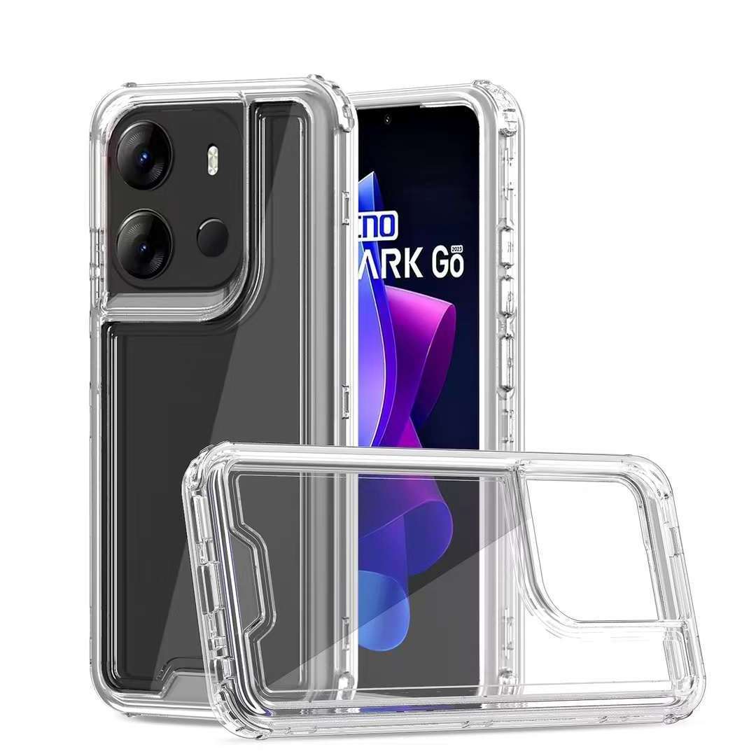 Full Body Case 3 Layer Clear Soft TPU Hard PC For Tecno Spark 10C/Spark 10 Pro clear rugged bumper crystal Acrylic phone case