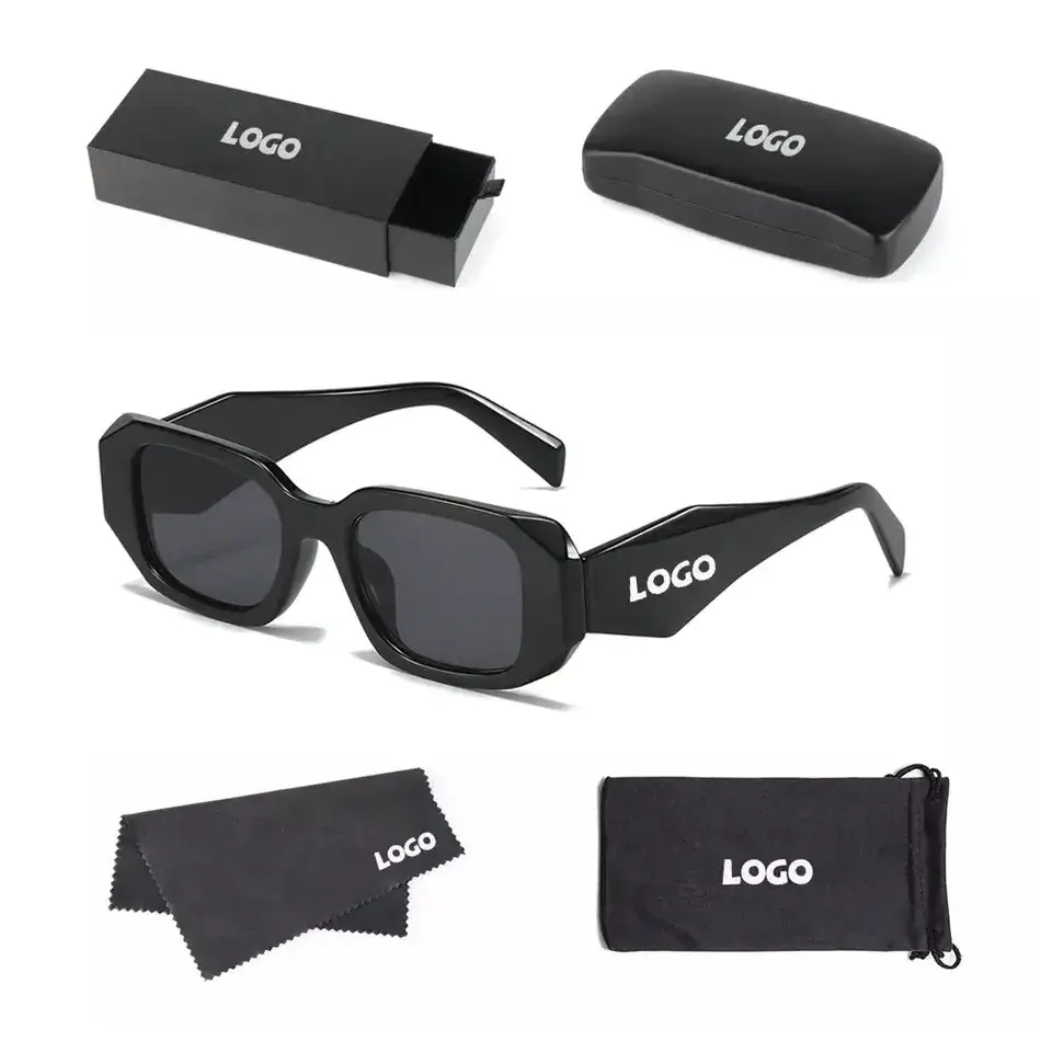 2024 Wholesale Sunglasses Branded Designer Glasses Custom Logo Black Sunglasses Women Small Frame Square Sunglasses Men