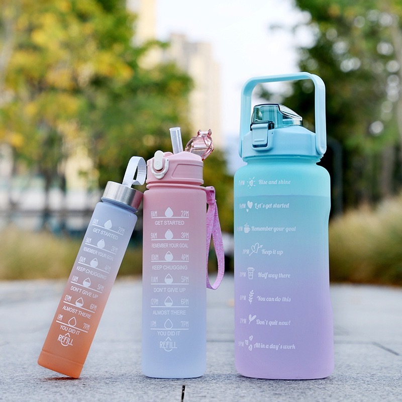 17OZ Customizable Plastic PC Portable Wide Mouth Straw Measuring Lock Outdoor Sport Drinking Water Bottle