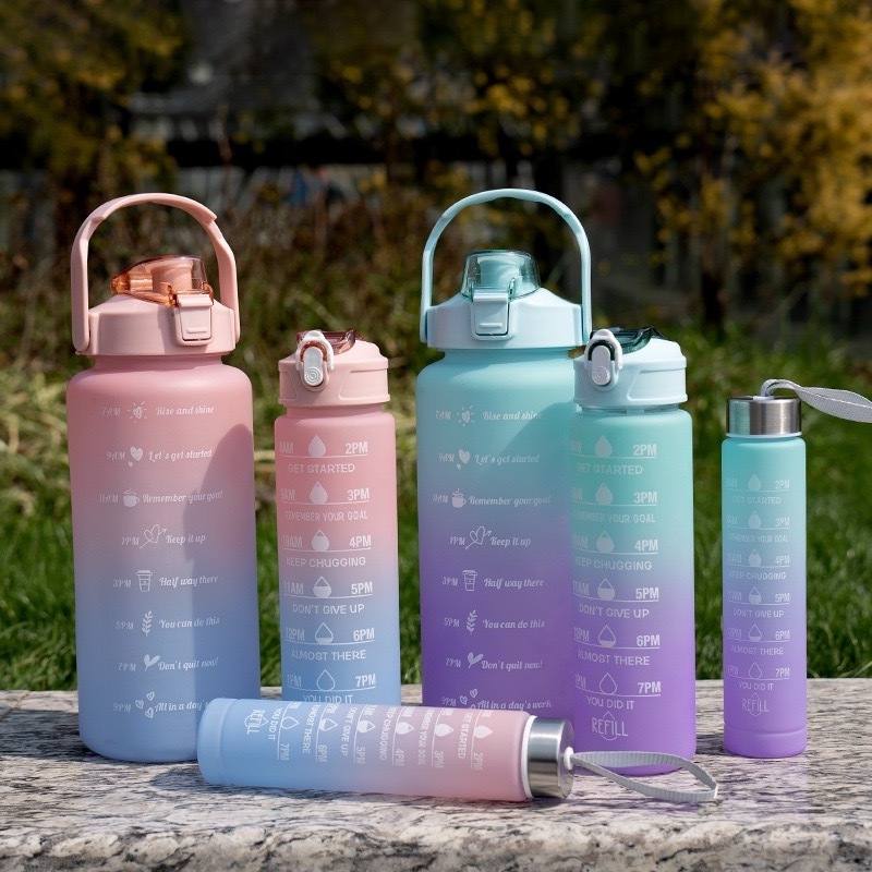 17OZ Customizable Plastic PC Portable Wide Mouth Straw Measuring Lock Outdoor Sport Drinking Water Bottle