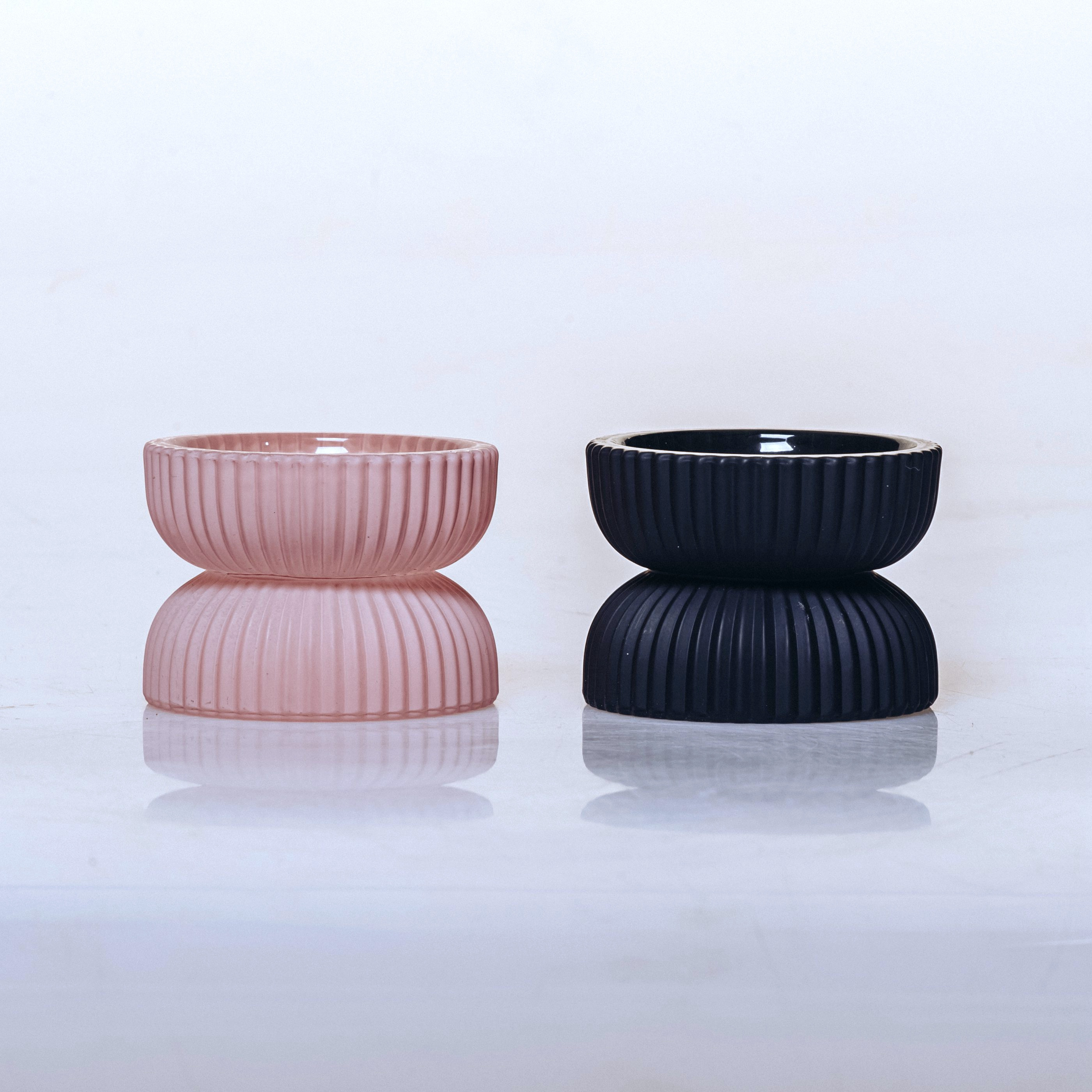 Sublimation Frosted Black/Pink Glass Tea Light Candle Holder For Wedding