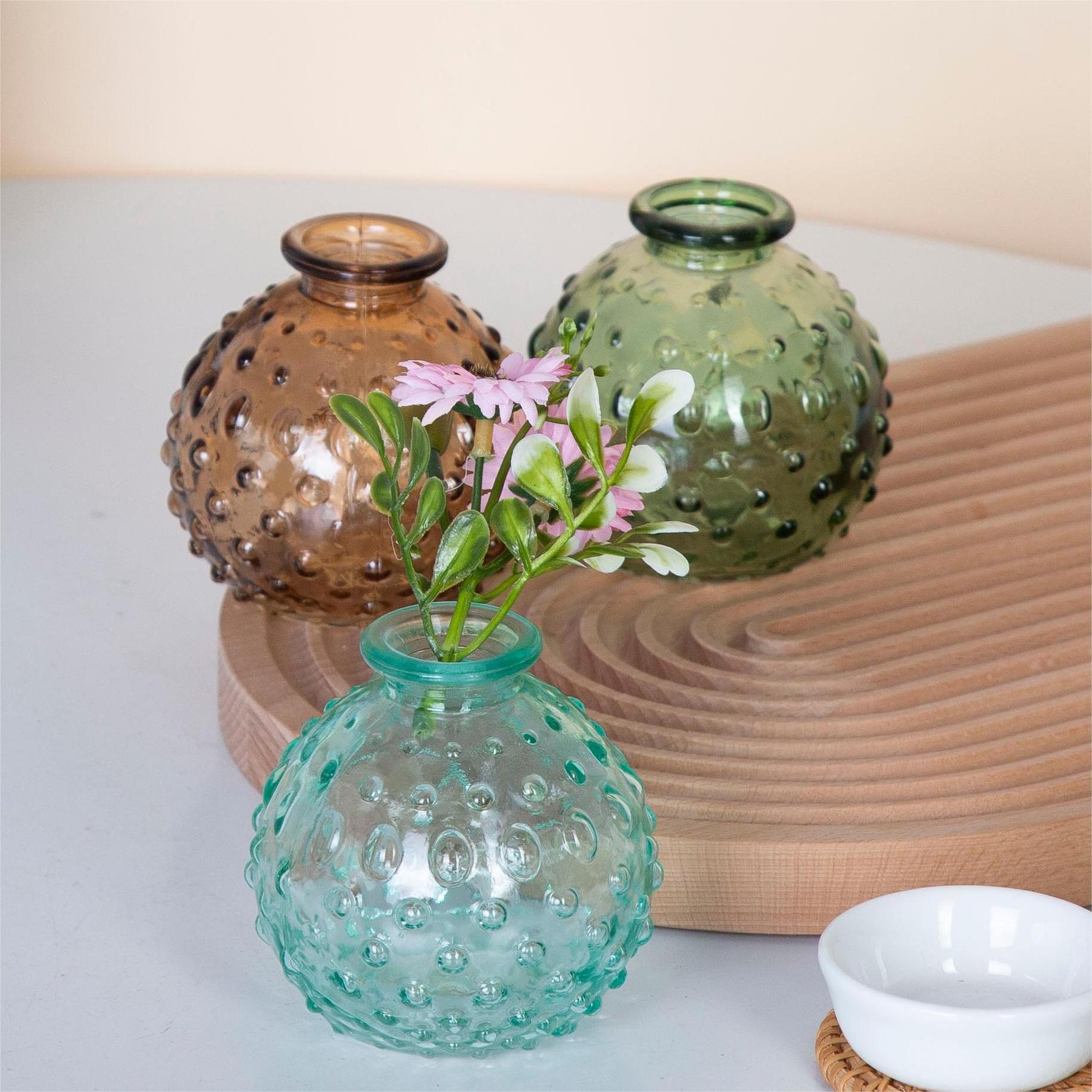 Stocked Modern Simple Round Small Wedding Transparent Home Decor Glass Flower Vase