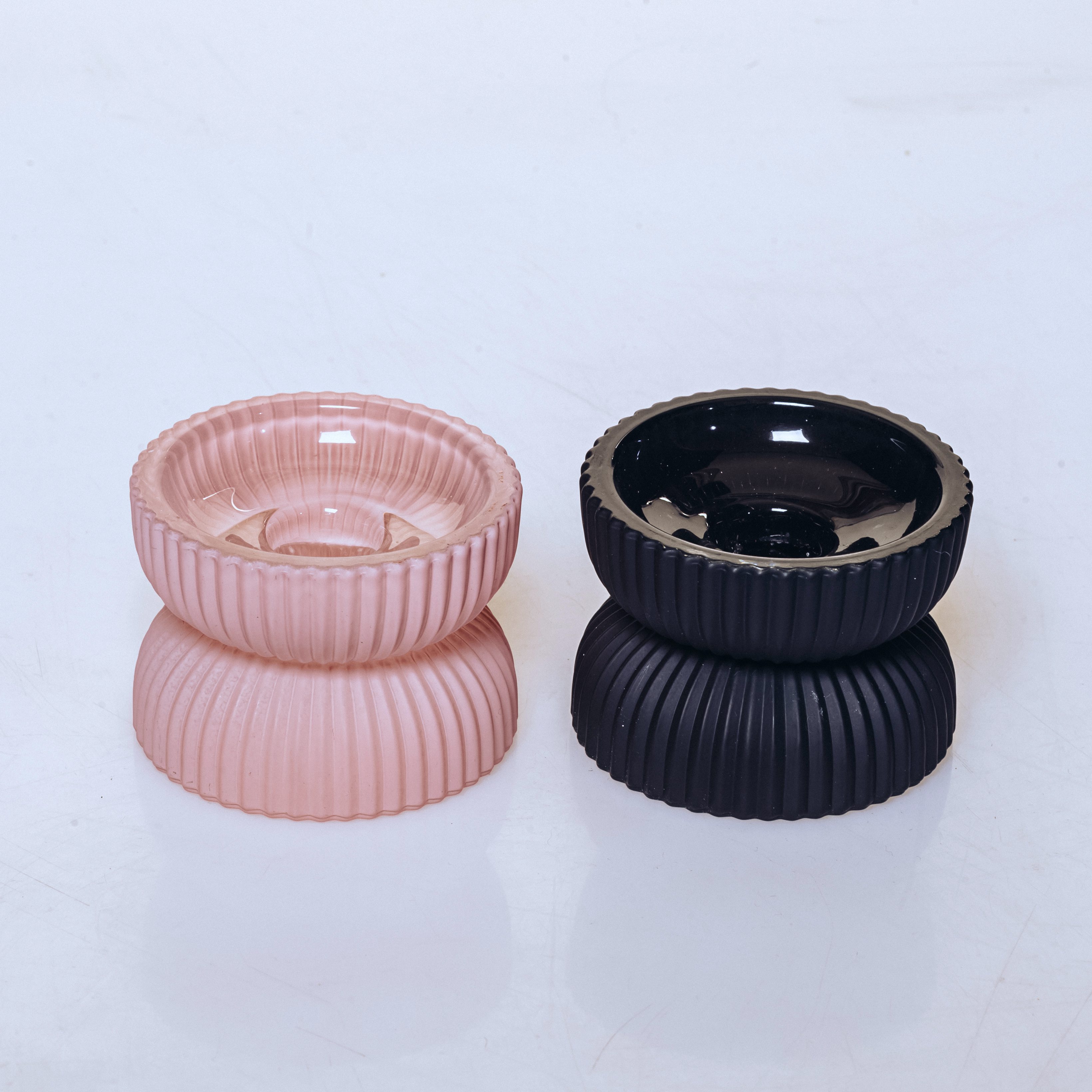 Sublimation Frosted Black/Pink Glass Tea Light Candle Holder For Wedding