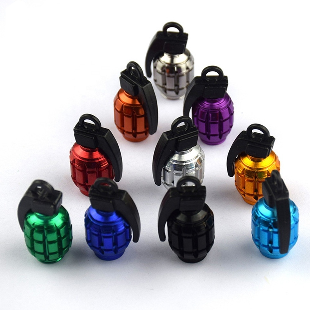 Factory custom Creative Motorcycle Bike Grenade Tire Valve Cap Aluminum Alloy Car Tire Wheel Valve Stem Caps