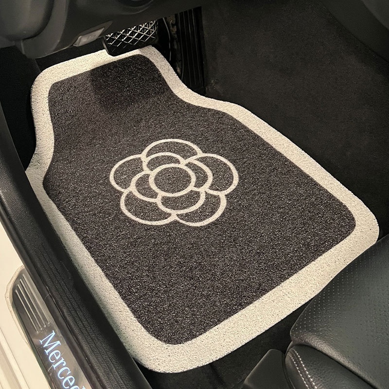 Car Floor Mat Universal Camellia Filigree Ring Anti-Dirt Carpet Decoration Car Interior Foot Mat