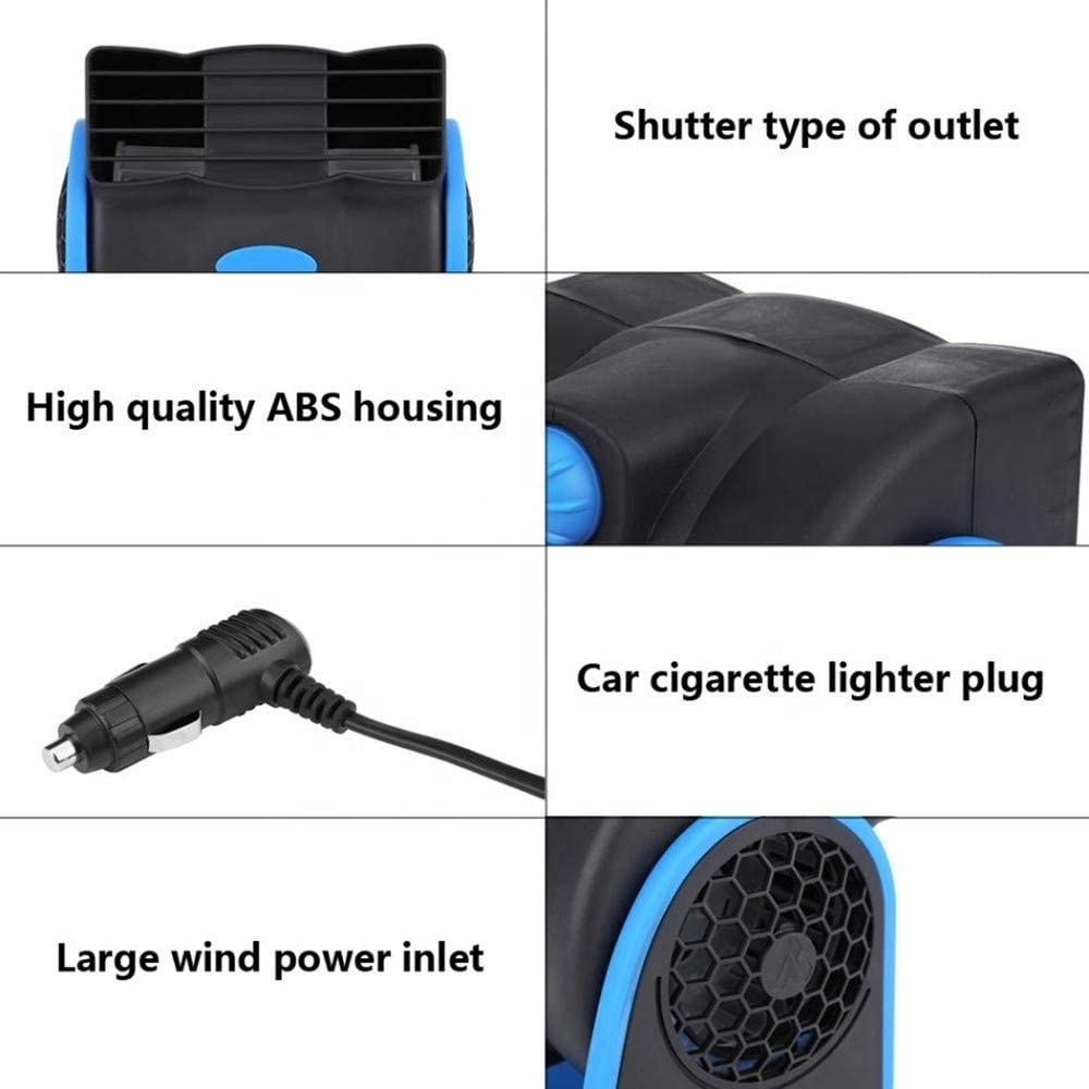 12V Car Fan Auto Vehicle Fan Powerful Ventilation Electric Car Fans with Cigarette Lighter Plug for Car Vehicle