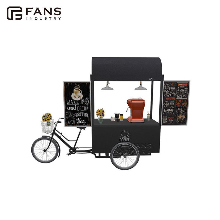 Outdoor 3 Wheels Coffee Kiosk Food Cart Ice Cream Cargo Carte Noire Juice Coffee Cart Electric Bike Kiosk Business Fodd Trucks