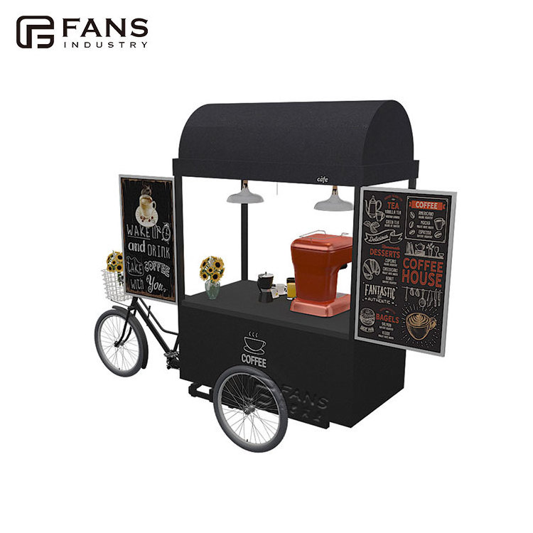 Outdoor 3 Wheels Coffee Kiosk Food Cart Ice Cream Cargo Carte Noire Juice Coffee Cart Electric Bike Kiosk Business Fodd Trucks