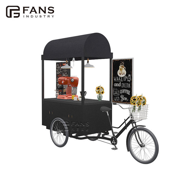 Outdoor 3 Wheels Coffee Kiosk Food Cart Ice Cream Cargo Carte Noire Juice Coffee Cart Electric Bike Kiosk Business Fodd Trucks