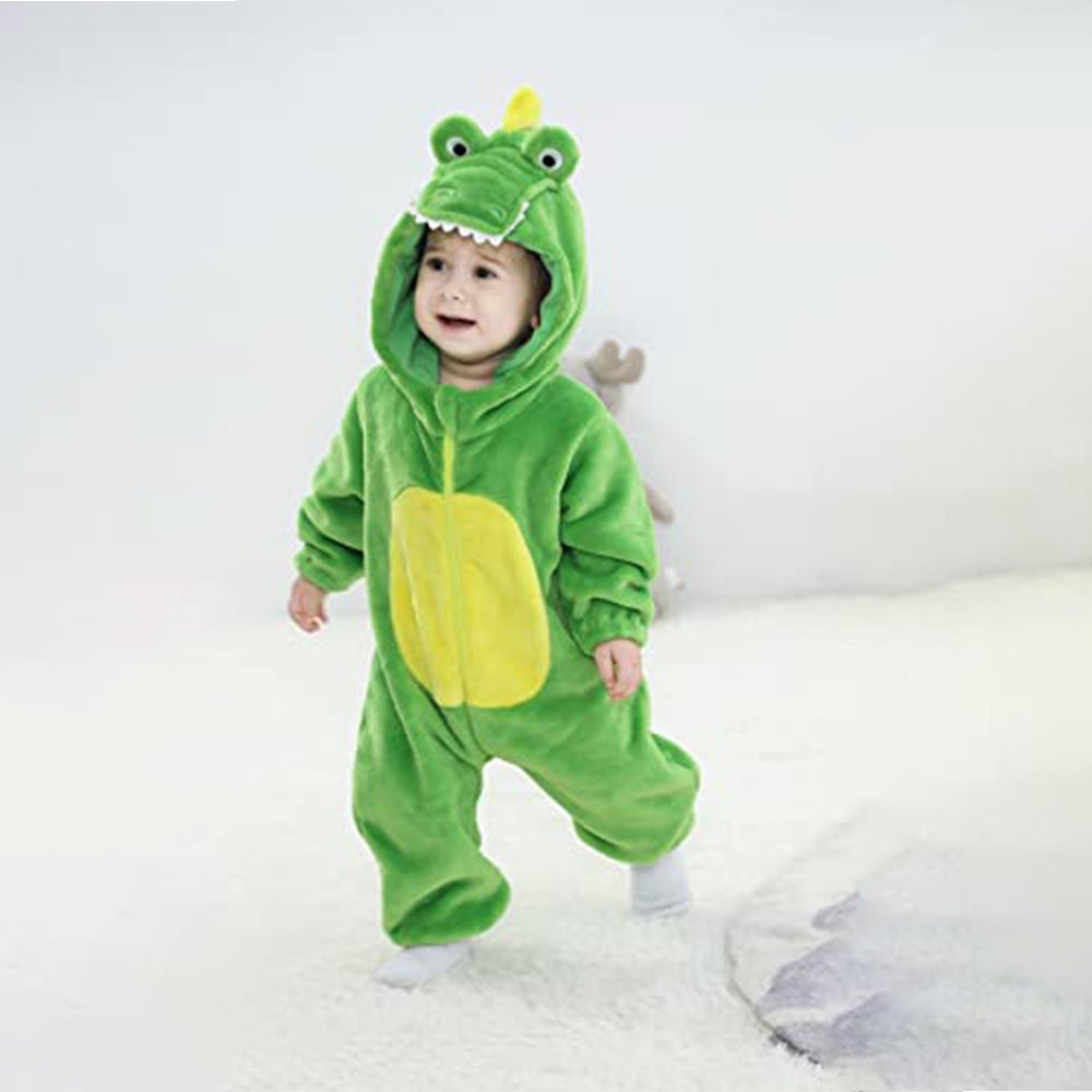 Kids Infant Dinosaur Animal Fancy Dress Costume Hooded Romper Jumpsuit Halloween Party Flannel Mascot Costumes