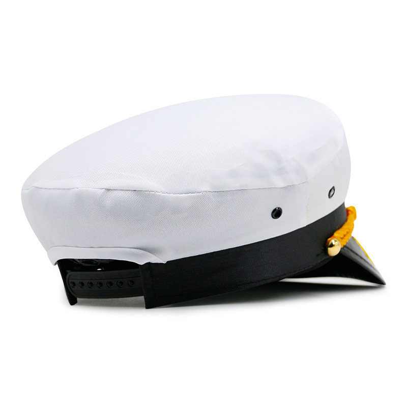 Wholesale captains hats custom embroidery logo printed logo white festival caps for promotion sailor captain hats