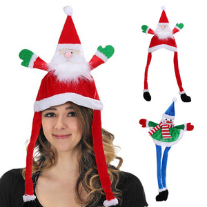 New Moving ear Christmas funny hats Cosplay party Santa cap Xmas headband snowman hat funny hat with moving for christmas