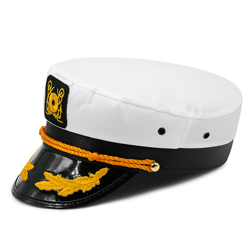 Wholesale captains hats custom embroidery logo printed logo white festival caps for promotion sailor captain hats