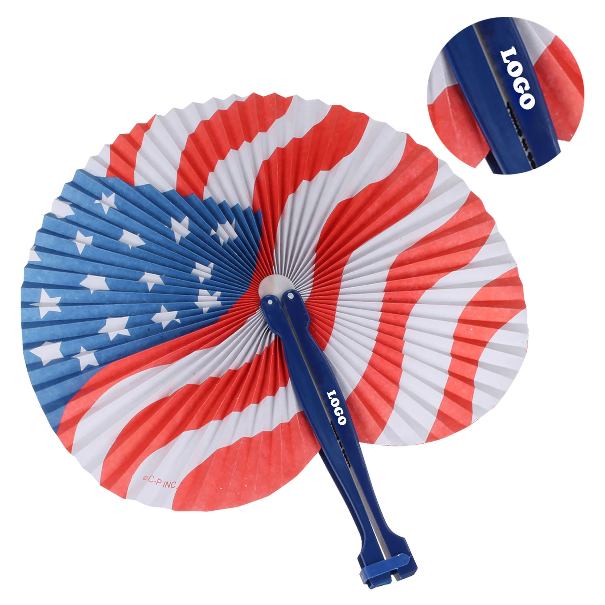 Party Favors Toys Stars & Stripes Paper Fans July 4th Patriotic folding fan American Flag Round/Heart plastic handle Paper Fans