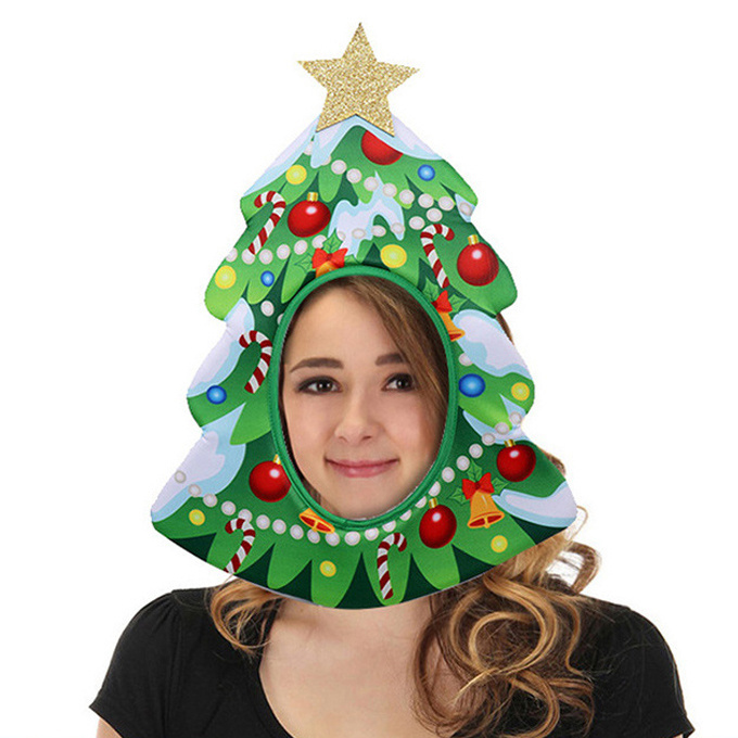 New Christmas decorations funny party hats Cosplay festival party dance props Xmas headgear Christmas tree hat