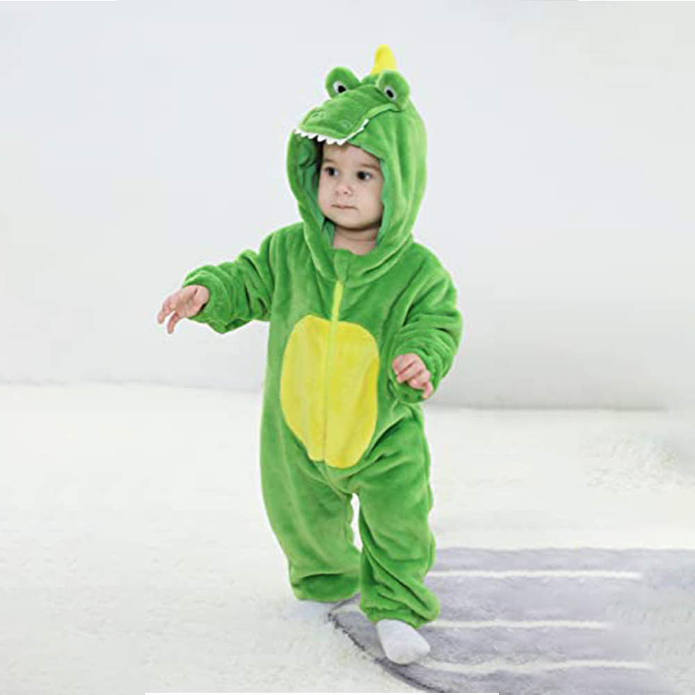 Kids Infant Dinosaur Animal Fancy Dress Costume Hooded Romper Jumpsuit Halloween Party Flannel Mascot Costumes