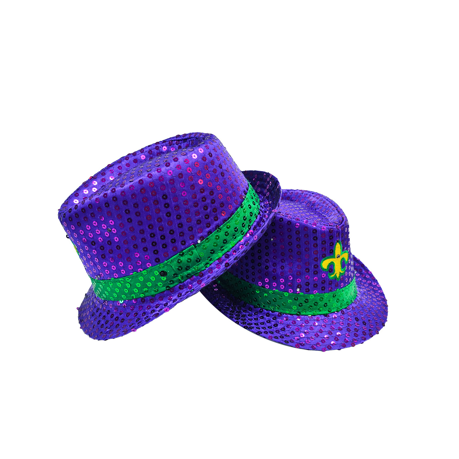 LED Light Up Mardi Gras Hat One Size Purple Green Gold Party Accessory