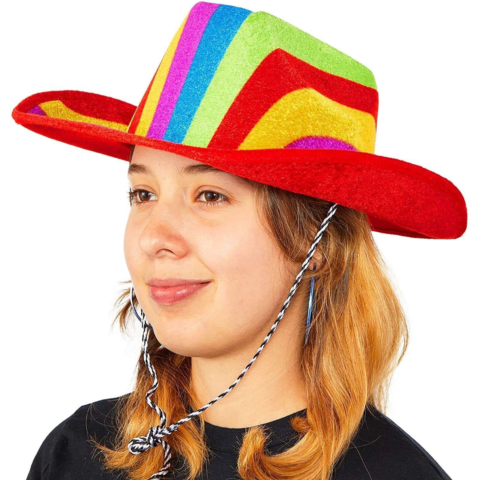 Celebrate Pride day Rainbow Cowboy Hat for Pride Parade, Costume Party (Adults One Size) for Men Women Costume