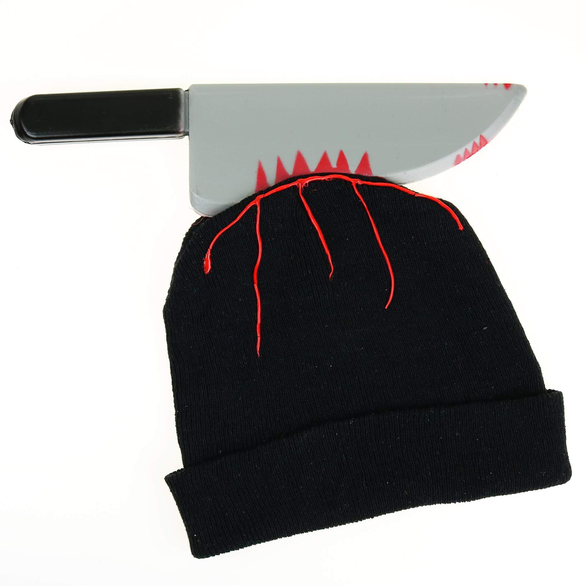 Zombie Scary Knife Hat Bloody Zombies Horror Costume Accessories Beanie Hat With Large Butcher Weapon