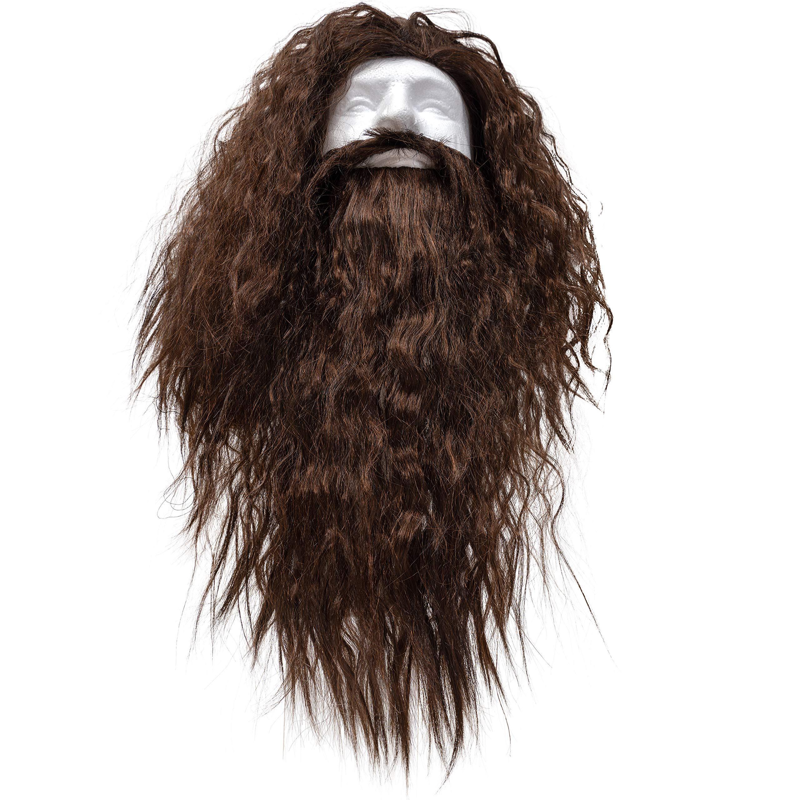 Wig and Beard - Brown Wavy Biblical Costume Accessories Hair Wig and Beard Set for Adults and Kids