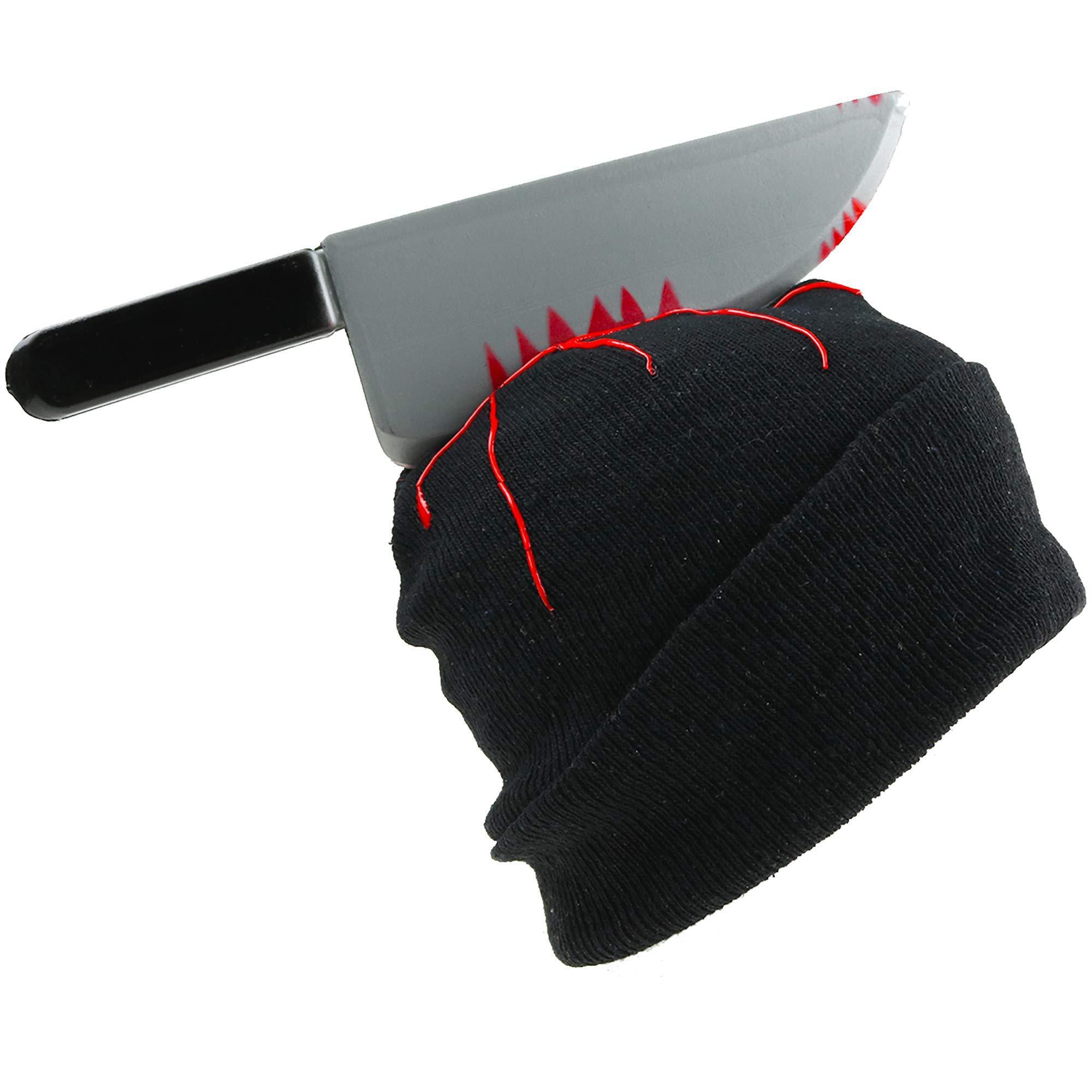 Zombie Scary Knife Hat Bloody Zombies Horror Costume Accessories Beanie Hat With Large Butcher Weapon