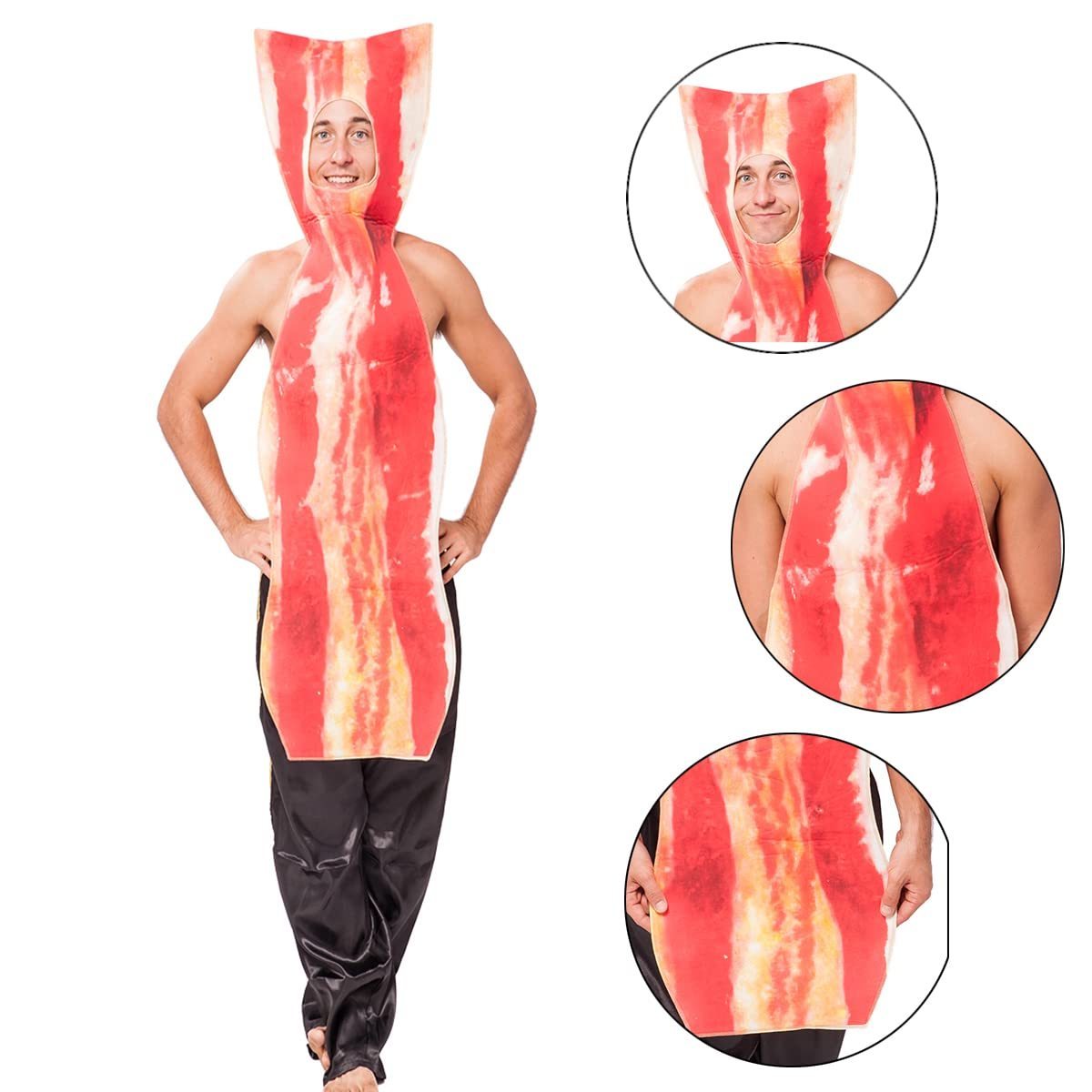 Funny Halloween Costume Ketchup and Bacon Food Costume for Adults