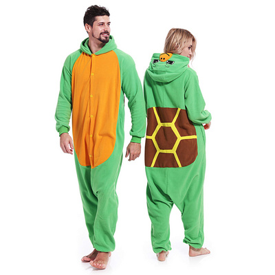 Adult Sea turtle Flannel Onesie Pajamas Costume Animal Cosplay Jumpsuit Homewear Sleepwear For Women Men