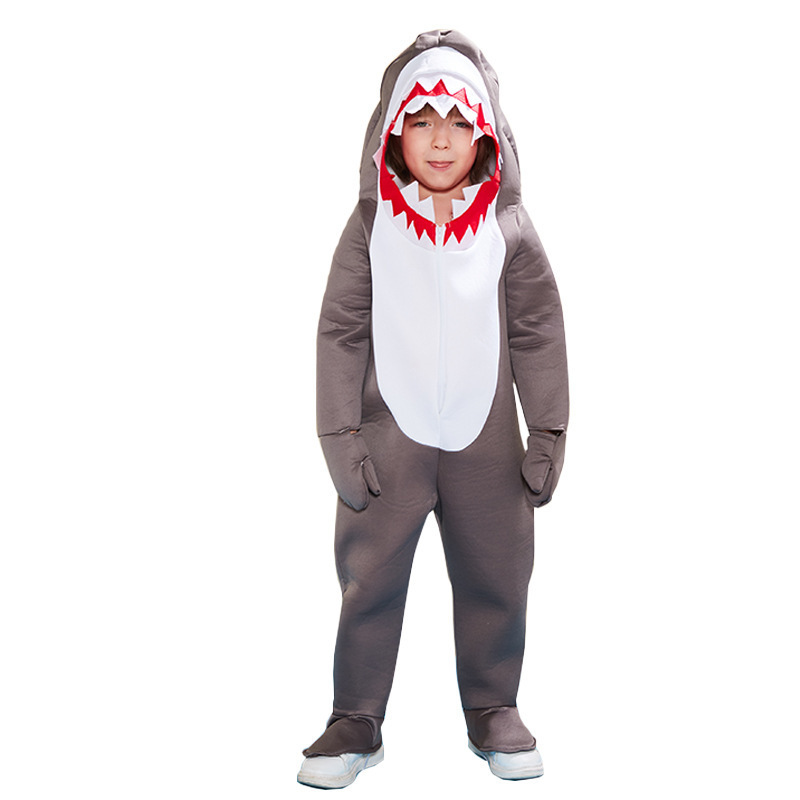 Halloween unisex funny fleece one size outfit jumpsuit grey shark costume for child Halloween