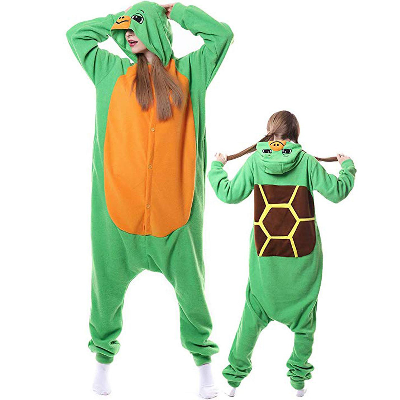 Adult Sea turtle Flannel Onesie Pajamas Costume Animal Cosplay Jumpsuit Homewear Sleepwear For Women Men