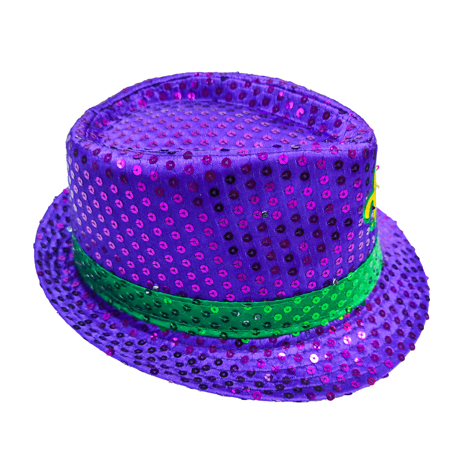 LED Light Up Mardi Gras Hat One Size Purple Green Gold Party Accessory