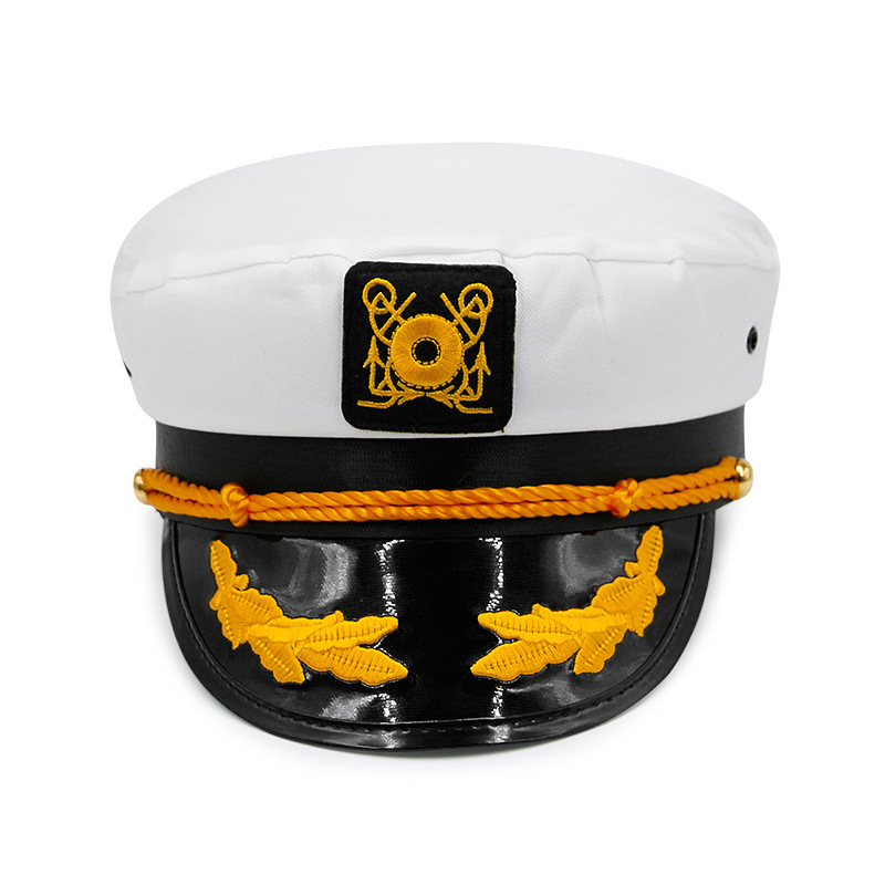 Wholesale captains hats custom embroidery logo printed logo white festival caps for promotion sailor captain hats