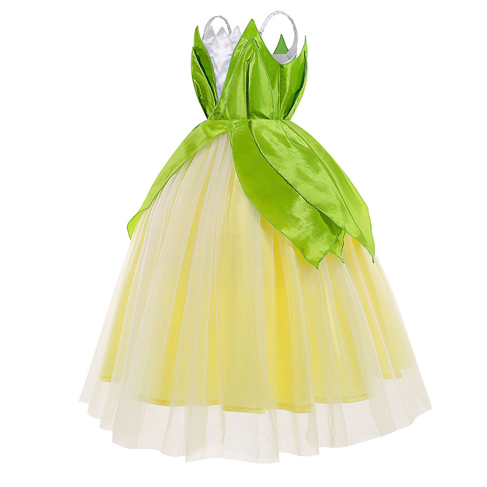 Green Fairy Frog Princess Dress Girls Birthday Party Dress Up Fancy Gown Kids Halloween Elf Costume Outfits with Accessories