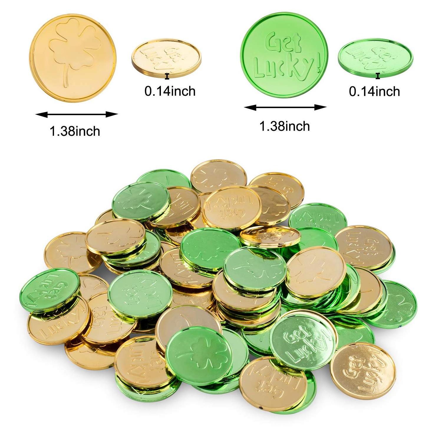 St Patricks Day Table Decorations Plastic Good Luck Coins Shamrock Clover Confetti Table Sprinkles Party Playing Game Money Coin