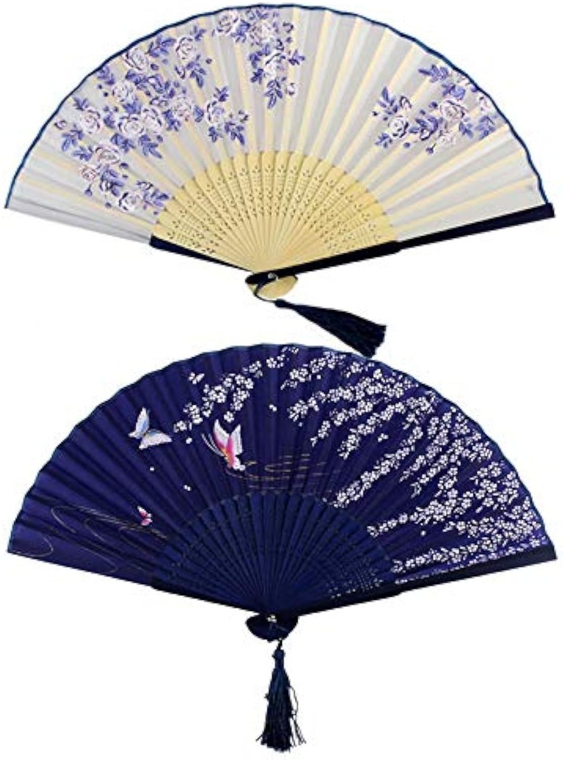 Exquisite Blossom Butterfly Silk Folding Fan Essential for Dance Wedding Decor