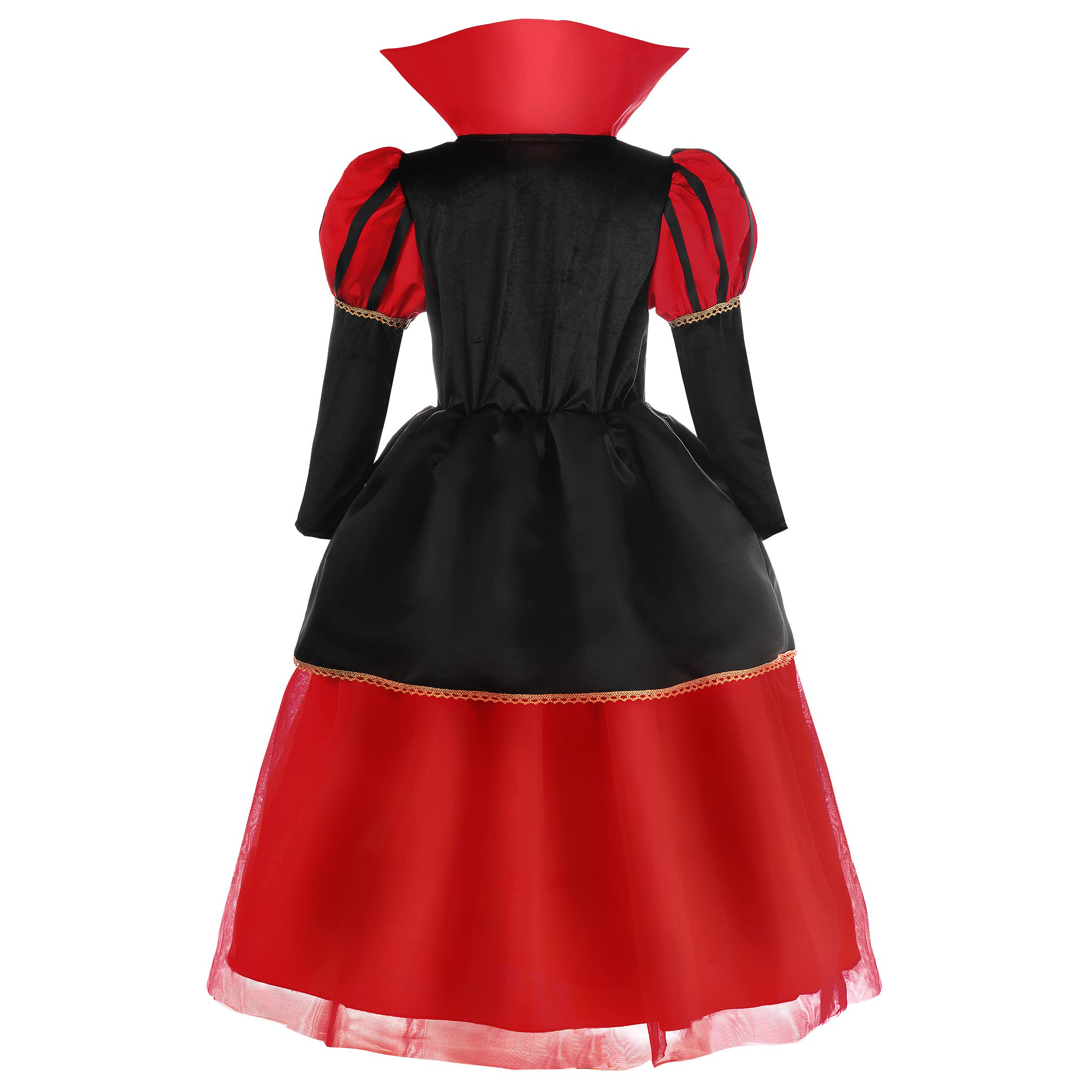 Halloween Red Hearts Girls Costume Queen Dress for Kids Girls Halloween Cosplay Party Dress with Crown