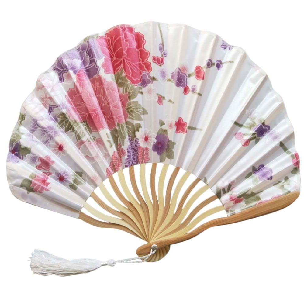 Customized Big folding Bamboo Hand Fan Fabric Logo Hand Held Fan personalized hand fan