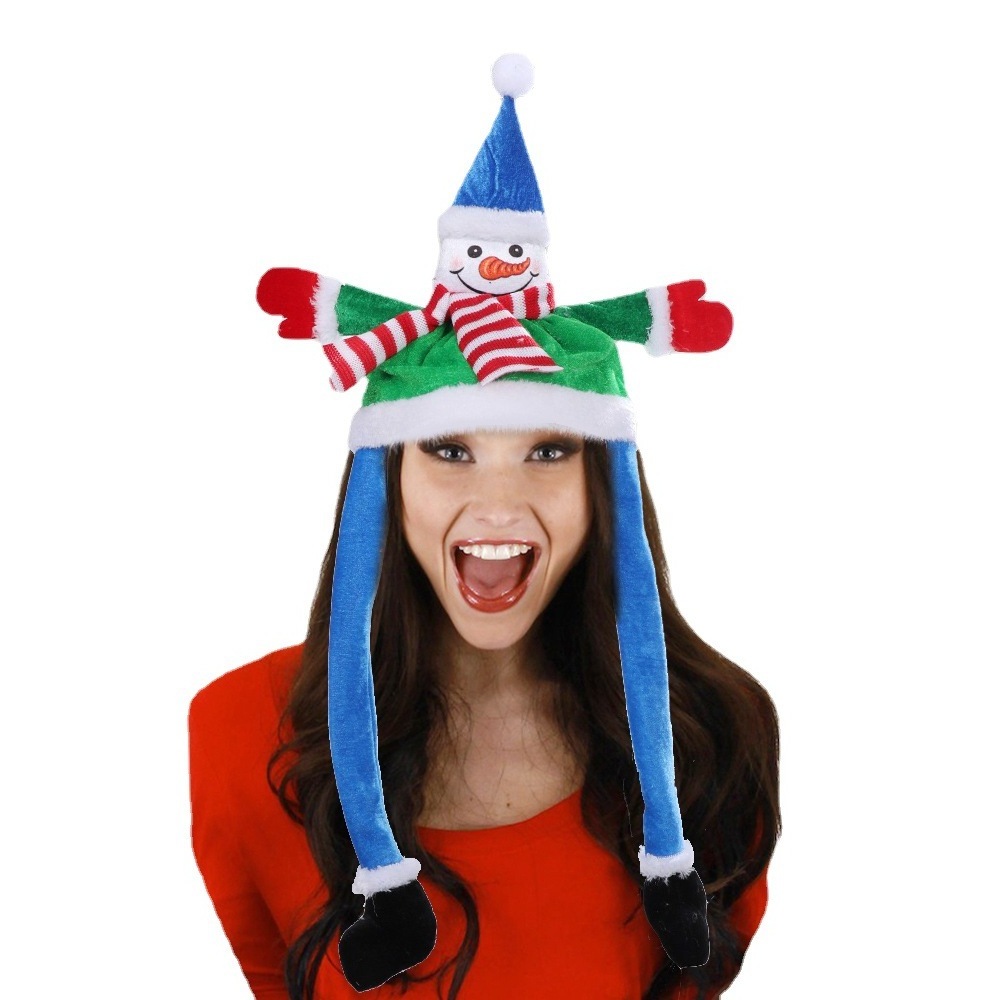 New Moving ear Christmas funny hats Cosplay party Santa cap Xmas headband snowman hat funny hat with moving for christmas