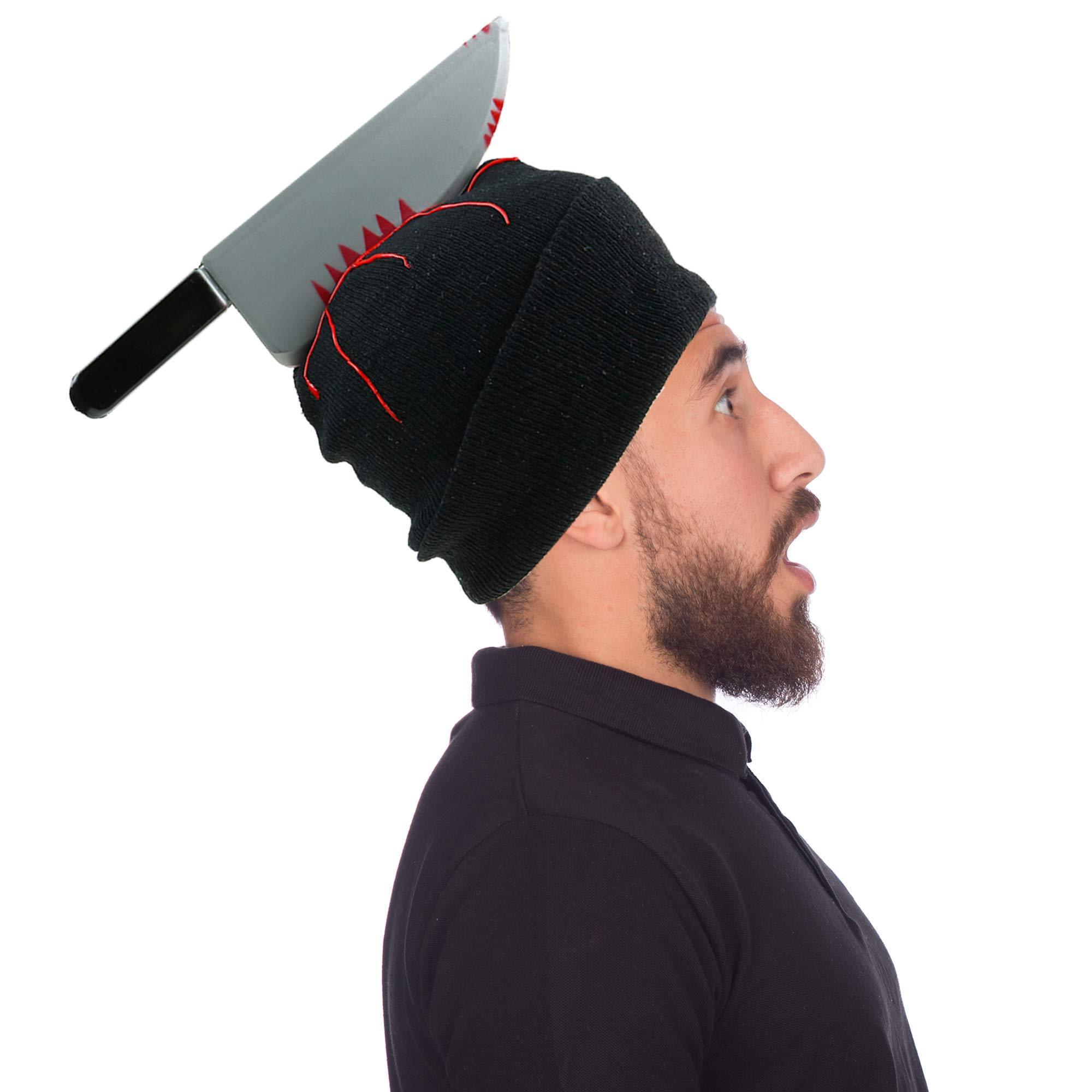 Zombie Scary Knife Hat Bloody Zombies Horror Costume Accessories Beanie Hat With Large Butcher Weapon