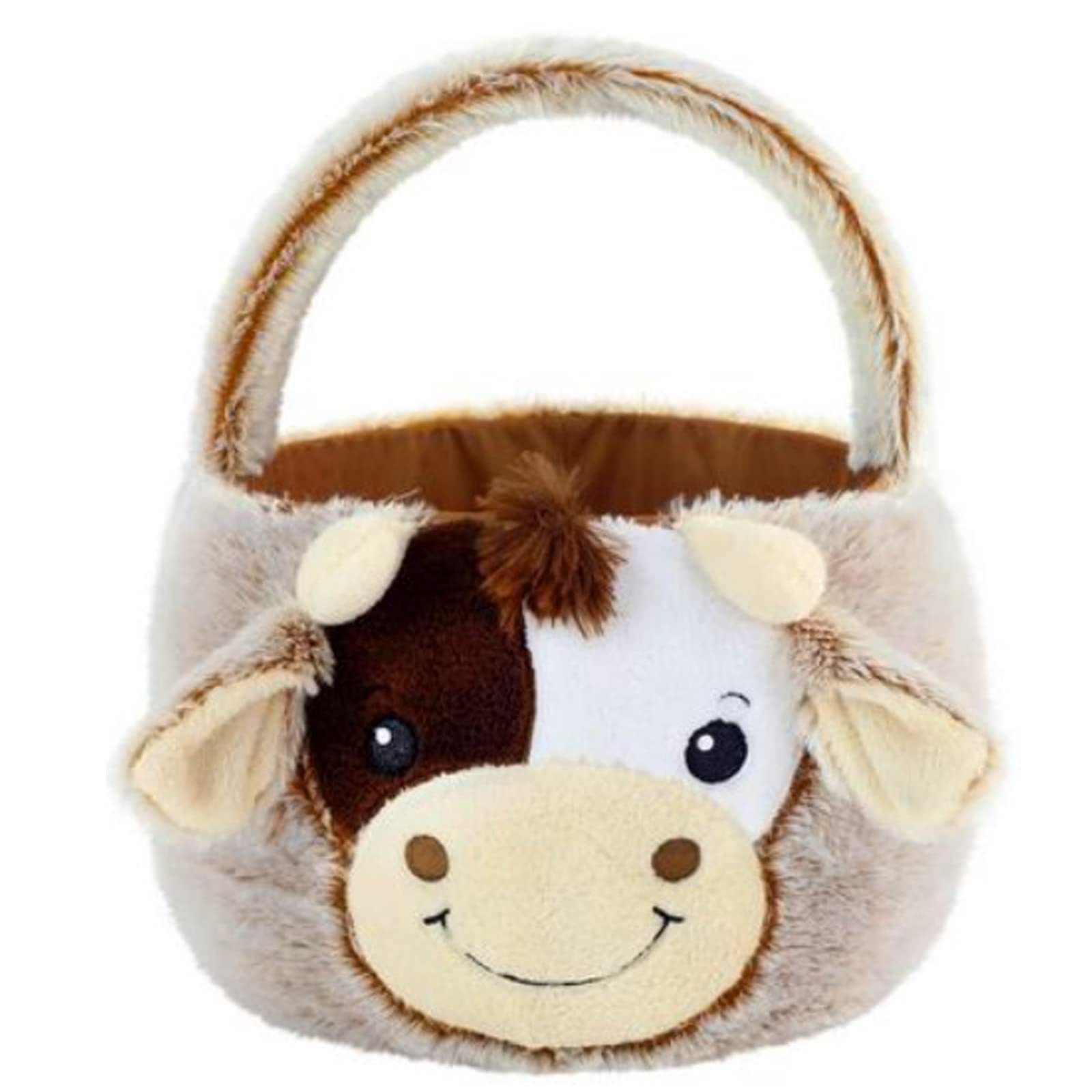 Plush Cow Easter Basket Egg Hunting Easter Gifts Bags for Boys Girls Easter Candy Gifts Storage Tote Bags