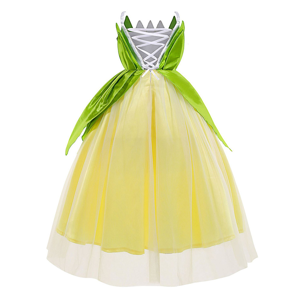 Green Fairy Frog Princess Dress Girls Birthday Party Dress Up Fancy Gown Kids Halloween Elf Costume Outfits with Accessories