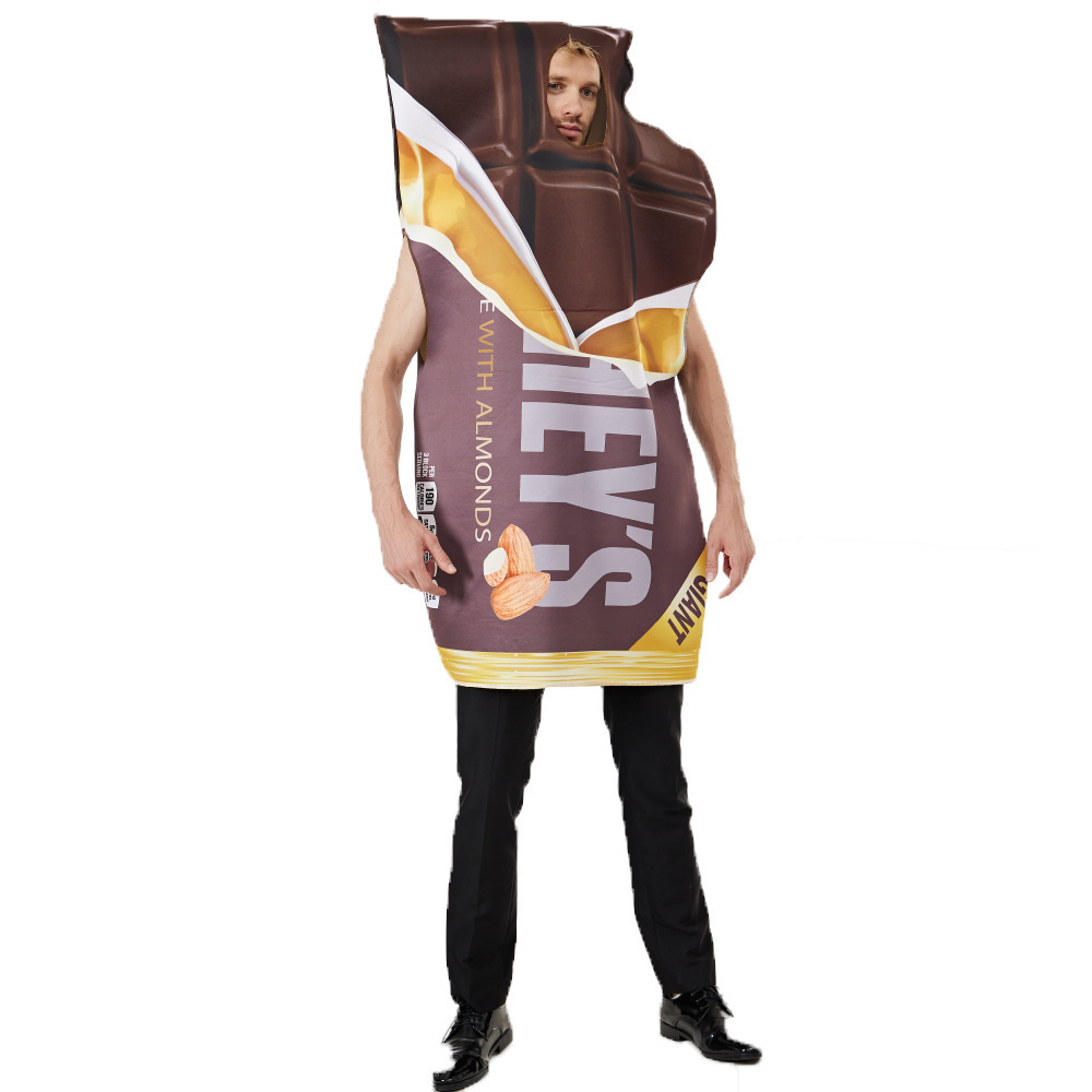 Chocolate Peanut Costumes Women Adult Sponge Print Jumpsuit Cosplay Jumpsuit Halloween Carnival Purim Fancy Dress