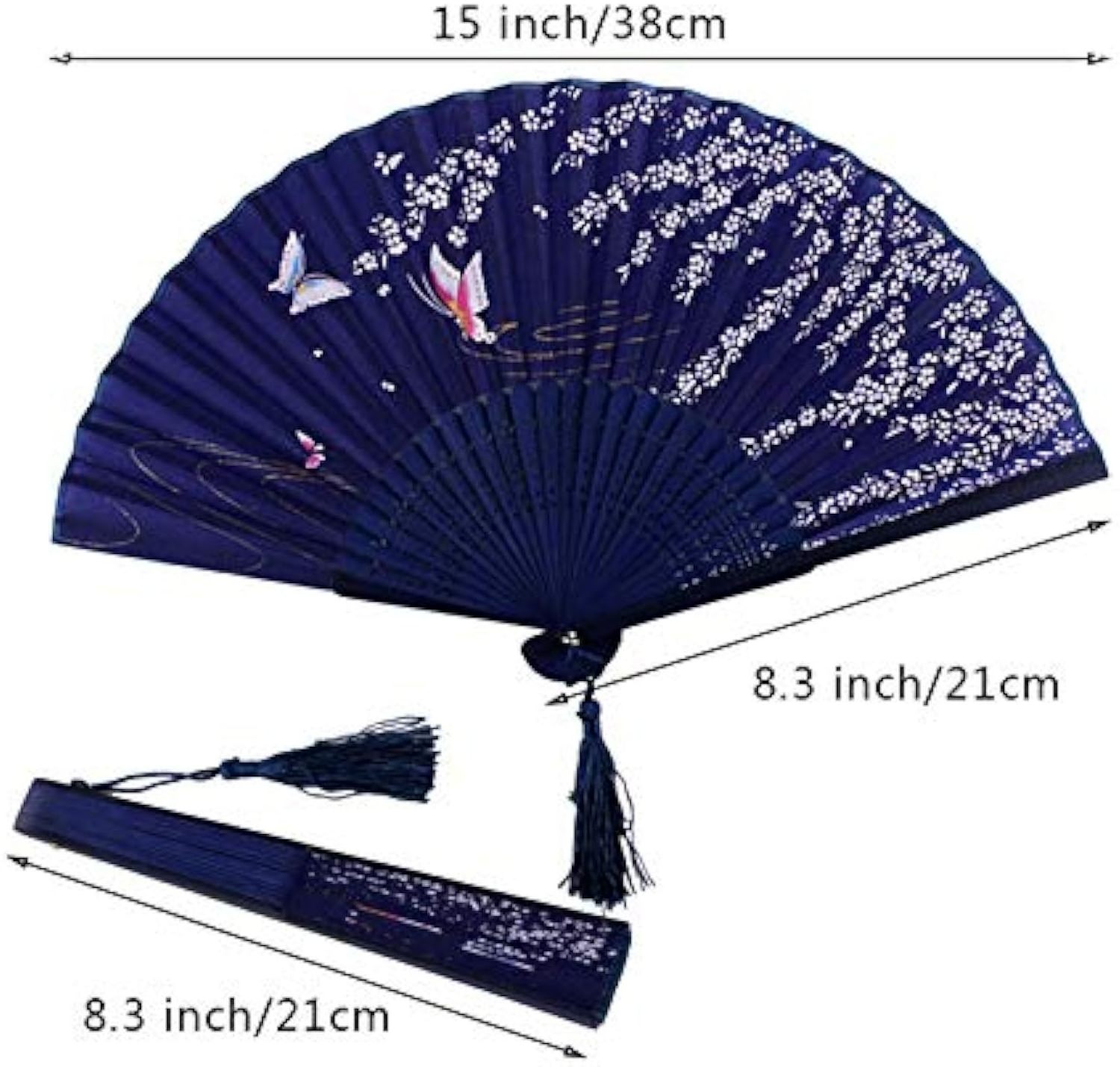 Exquisite Blossom Butterfly Silk Folding Fan Essential for Dance Wedding Decor