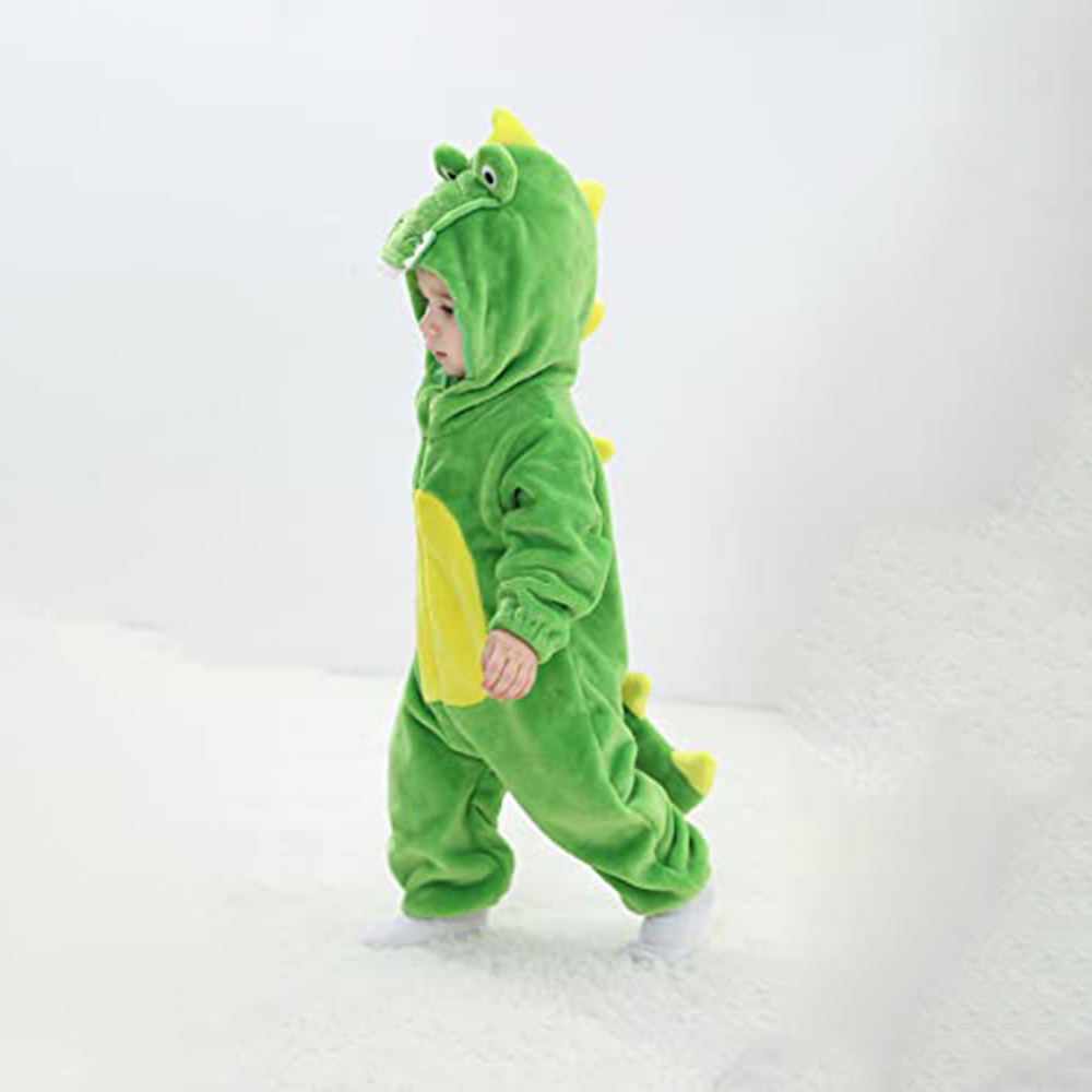 Kids Infant Dinosaur Animal Fancy Dress Costume Hooded Romper Jumpsuit Halloween Party Flannel Mascot Costumes