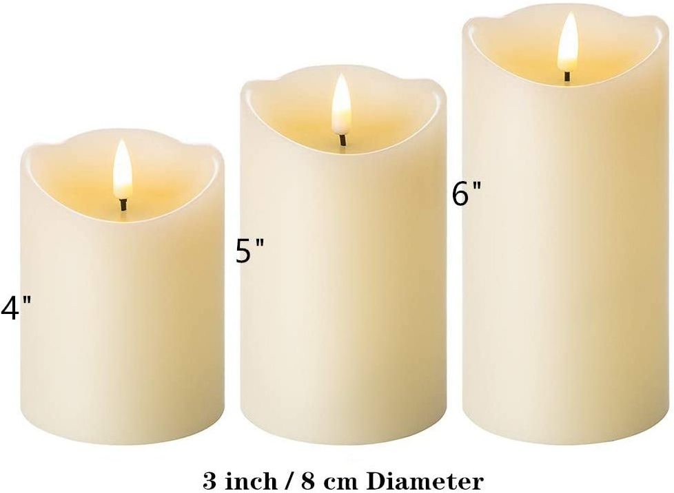 Flickering Flameless Candles, Most Realistic LED Candles with Remote and Timer, Set of 3 Battery Operated Candles for Halloween