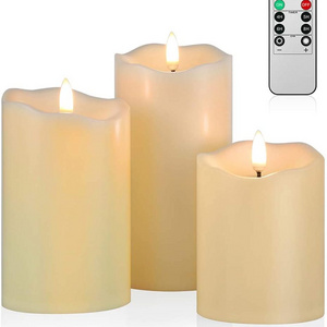 Flickering Flameless Candles, Most Realistic LED Candles with Remote and Timer, Set of 3 Battery Operated Candles for Halloween